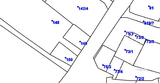 Parcela st. 149 v KÚ Jestřabí u Fulneku, Katastrální mapa