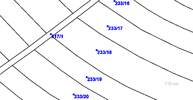 Parcela st. 233/18 v KÚ Jestřabí u Fulneku, Katastrální mapa