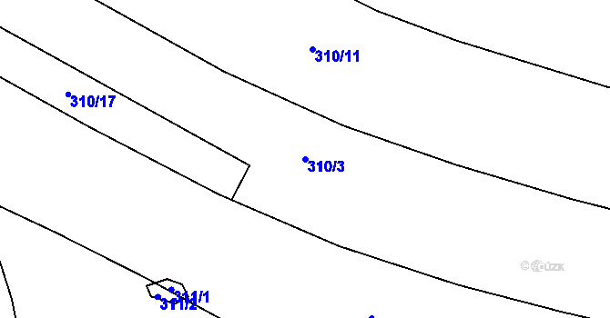 Parcela st. 310/3 v KÚ Jestřabí u Fulneku, Katastrální mapa