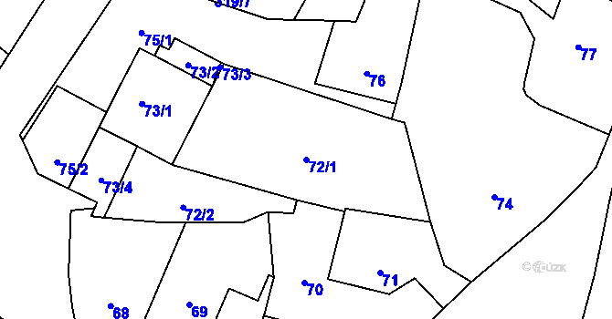Parcela st. 72/1 v KÚ Jestřabí u Fulneku, Katastrální mapa