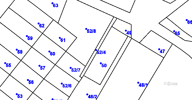 Parcela st. 52/4 v KÚ Jestřabí u Fulneku, Katastrální mapa