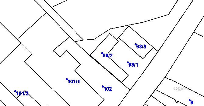 Parcela st. 98/2 v KÚ Jestřabí u Fulneku, Katastrální mapa