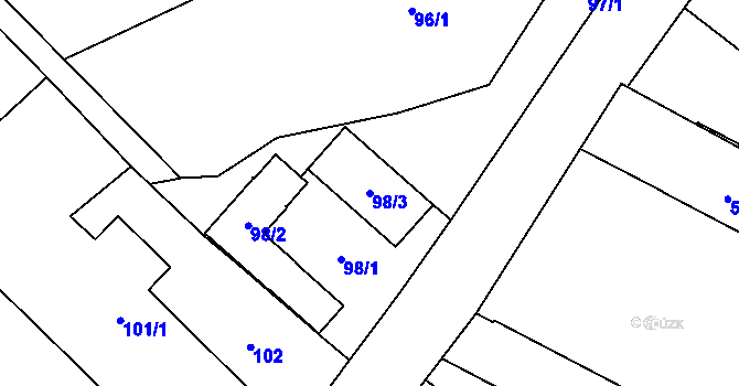 Parcela st. 98/3 v KÚ Jestřabí u Fulneku, Katastrální mapa