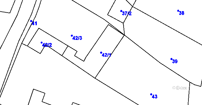 Parcela st. 42/1 v KÚ Jestřabí u Fulneku, Katastrální mapa