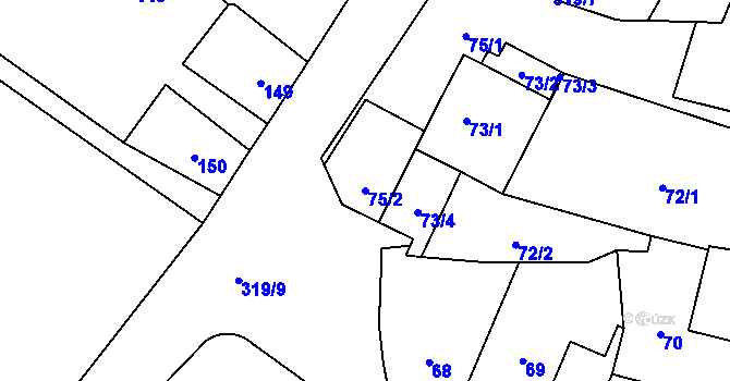 Parcela st. 75/2 v KÚ Jestřabí u Fulneku, Katastrální mapa