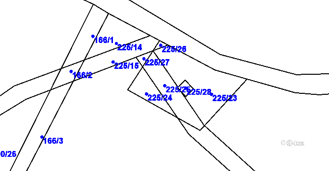 Parcela st. 225/25 v KÚ Jestřabí u Fulneku, Katastrální mapa