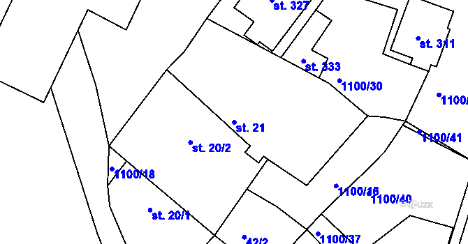 Parcela st. 21 v KÚ Jestřabí Lhota, Katastrální mapa