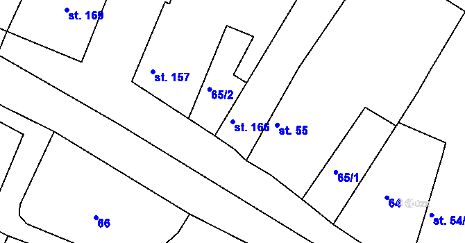Parcela st. 166 v KÚ Jestřabí Lhota, Katastrální mapa