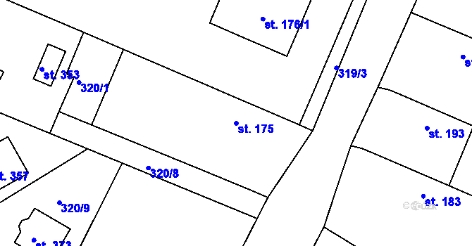 Parcela st. 175 v KÚ Jestřabí Lhota, Katastrální mapa