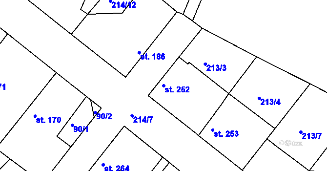 Parcela st. 252 v KÚ Jestřabí Lhota, Katastrální mapa