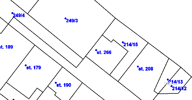 Parcela st. 266 v KÚ Jestřabí Lhota, Katastrální mapa