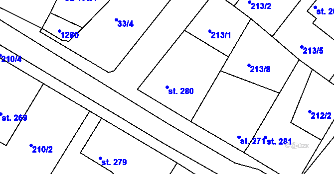 Parcela st. 280 v KÚ Jestřabí Lhota, Katastrální mapa