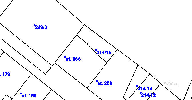 Parcela st. 214/15 v KÚ Jestřabí Lhota, Katastrální mapa