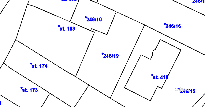 Parcela st. 246/19 v KÚ Jestřabí Lhota, Katastrální mapa