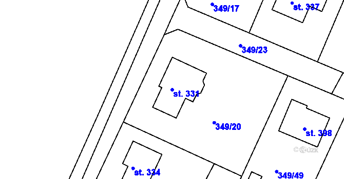 Parcela st. 331 v KÚ Jestřabí Lhota, Katastrální mapa