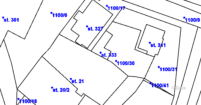 Parcela st. 333 v KÚ Jestřabí Lhota, Katastrální mapa