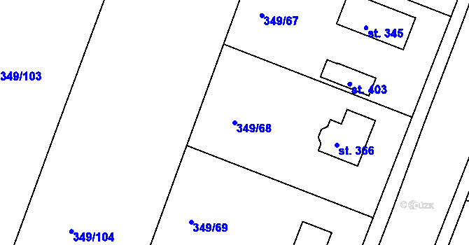 Parcela st. 349/68 v KÚ Jestřabí Lhota, Katastrální mapa