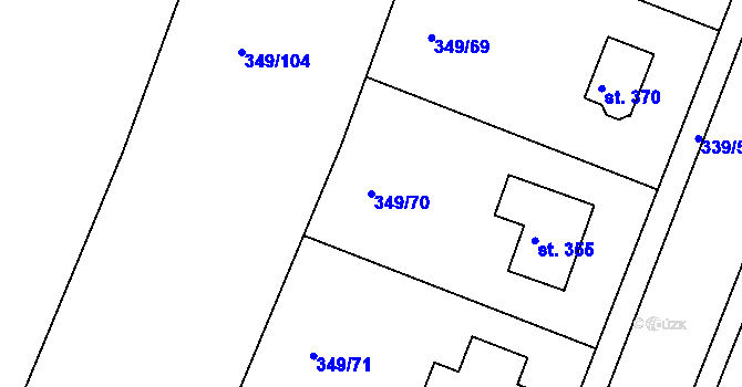 Parcela st. 349/70 v KÚ Jestřabí Lhota, Katastrální mapa