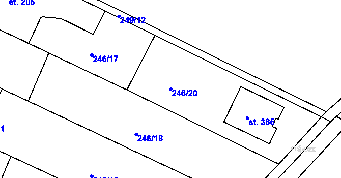 Parcela st. 246/20 v KÚ Jestřabí Lhota, Katastrální mapa