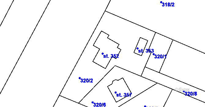 Parcela st. 352 v KÚ Jestřabí Lhota, Katastrální mapa