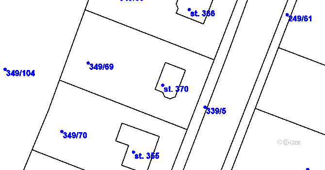 Parcela st. 370 v KÚ Jestřabí Lhota, Katastrální mapa