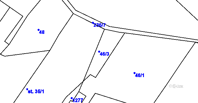 Parcela st. 46/3 v KÚ Jestřabí Lhota, Katastrální mapa