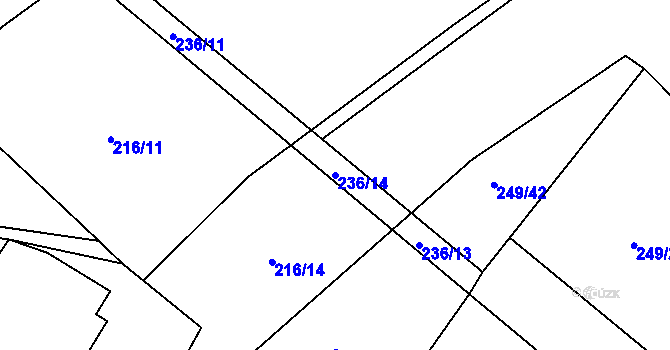 Parcela st. 236/14 v KÚ Jestřabí Lhota, Katastrální mapa