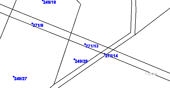 Parcela st. 271/13 v KÚ Jestřabí Lhota, Katastrální mapa