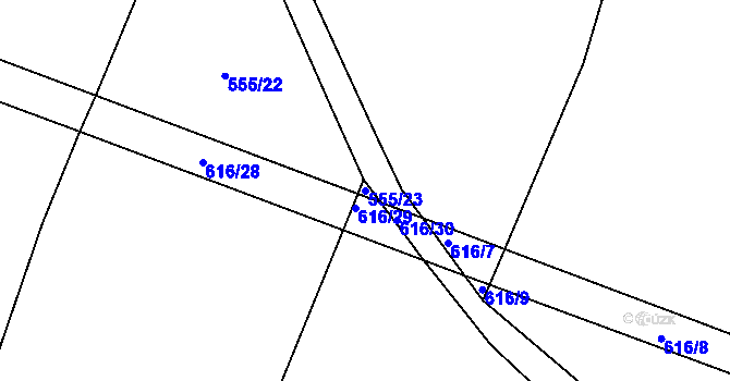 Parcela st. 555/23 v KÚ Jestřabí Lhota, Katastrální mapa