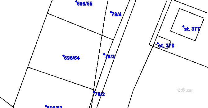Parcela st. 78/3 v KÚ Jestřabí Lhota, Katastrální mapa