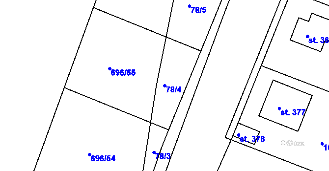 Parcela st. 78/4 v KÚ Jestřabí Lhota, Katastrální mapa