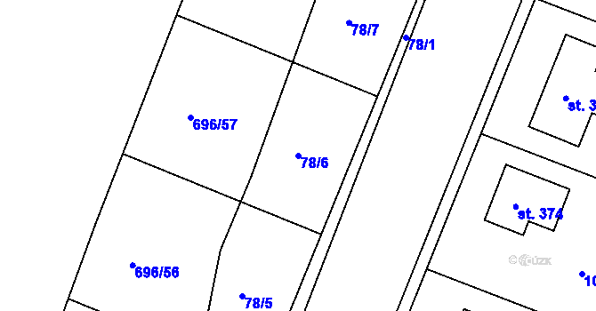 Parcela st. 78/6 v KÚ Jestřabí Lhota, Katastrální mapa