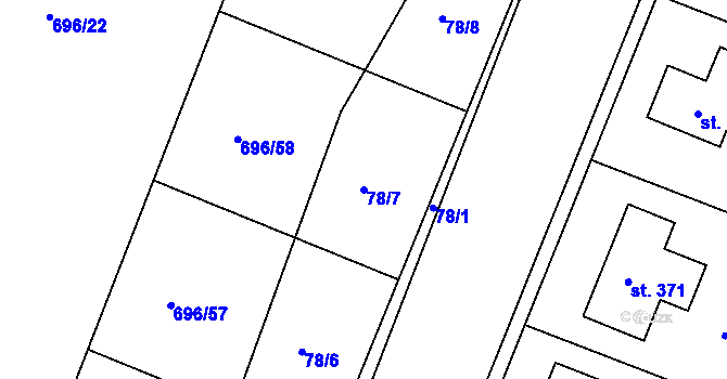 Parcela st. 78/7 v KÚ Jestřabí Lhota, Katastrální mapa