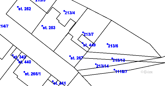 Parcela st. 449 v KÚ Jestřabí Lhota, Katastrální mapa