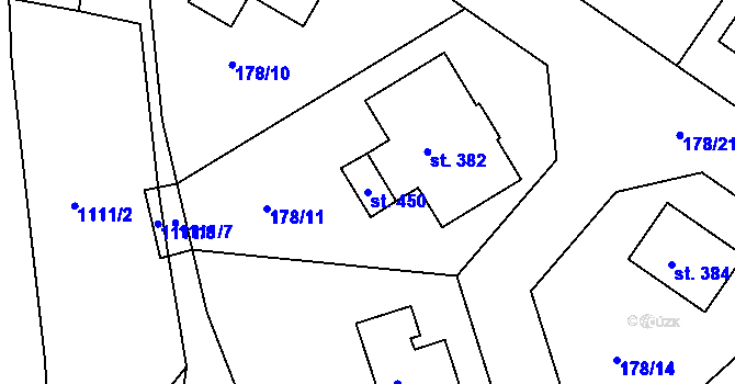 Parcela st. 450 v KÚ Jestřabí Lhota, Katastrální mapa