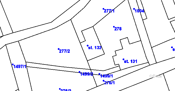 Parcela st. 132 v KÚ Jestřabí v Krkonoších, Katastrální mapa