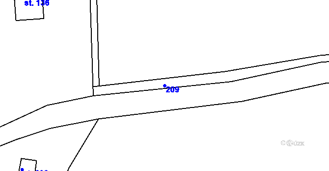 Parcela st. 209 v KÚ Jestřabí v Krkonoších, Katastrální mapa