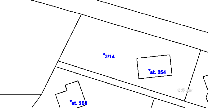 Parcela st. 3/14 v KÚ Jestřabí v Krkonoších, Katastrální mapa