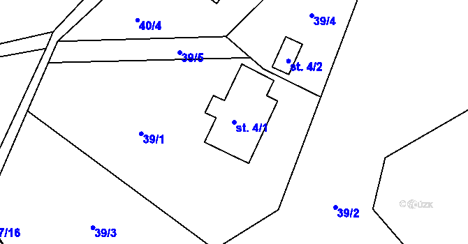 Parcela st. 4/1 v KÚ Roudnice v Krkonoších, Katastrální mapa