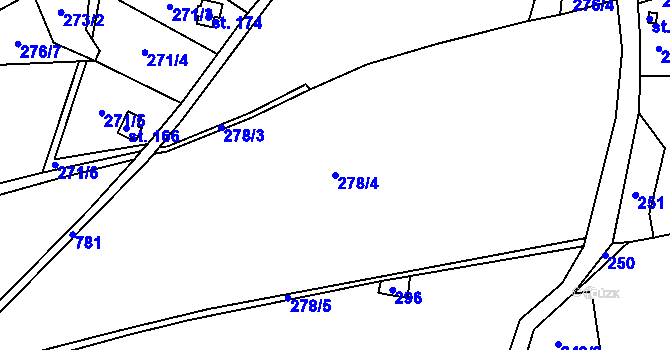 Parcela st. 278/4 v KÚ Roudnice v Krkonoších, Katastrální mapa
