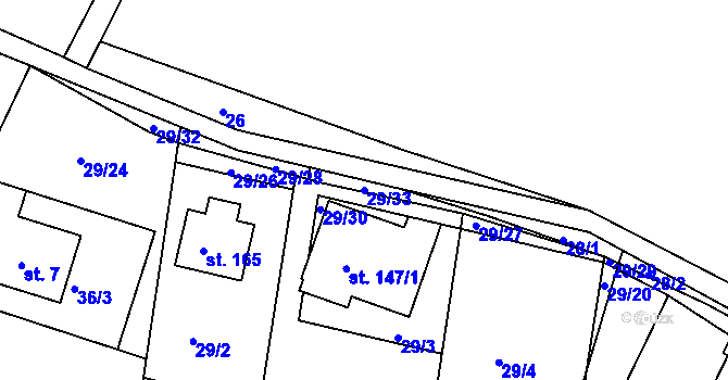 Parcela st. 29/33 v KÚ Roudnice v Krkonoších, Katastrální mapa
