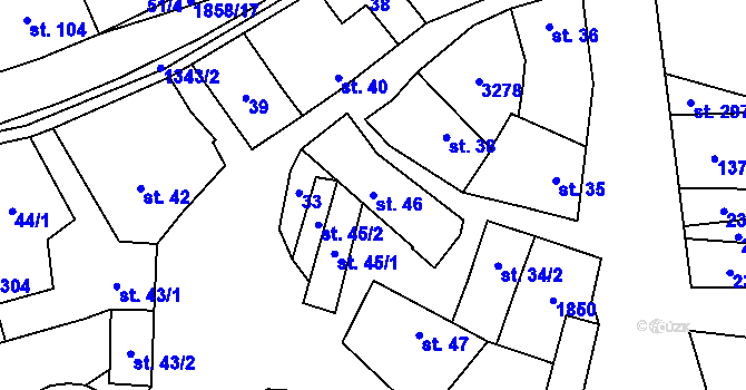 Parcela st. 46 v KÚ Jestřabice, Katastrální mapa