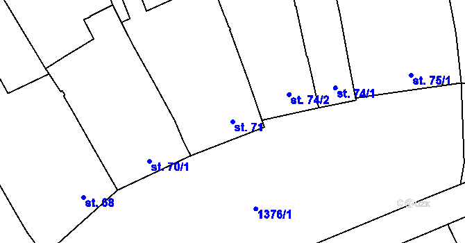 Parcela st. 71 v KÚ Jestřabice, Katastrální mapa