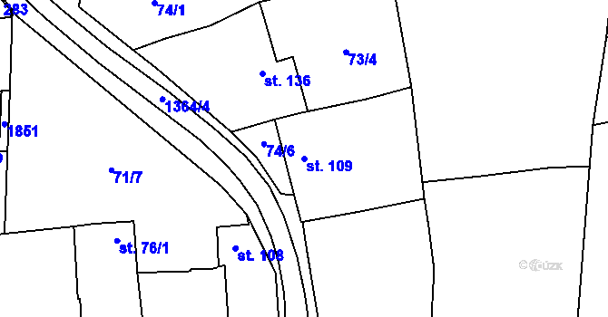 Parcela st. 109 v KÚ Jestřabice, Katastrální mapa