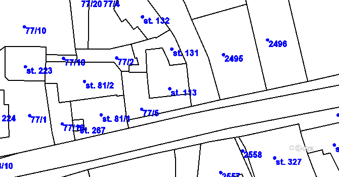 Parcela st. 113 v KÚ Jestřabice, Katastrální mapa