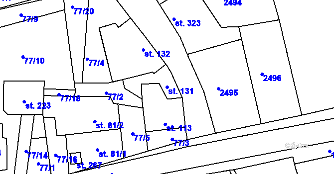Parcela st. 131 v KÚ Jestřabice, Katastrální mapa