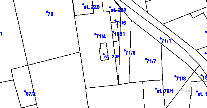 Parcela st. 239 v KÚ Jestřabice, Katastrální mapa