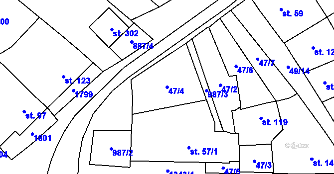 Parcela st. 47/4 v KÚ Jestřabice, Katastrální mapa