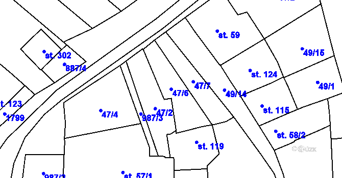 Parcela st. 47/6 v KÚ Jestřabice, Katastrální mapa