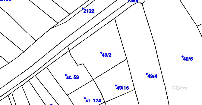 Parcela st. 49/2 v KÚ Jestřabice, Katastrální mapa